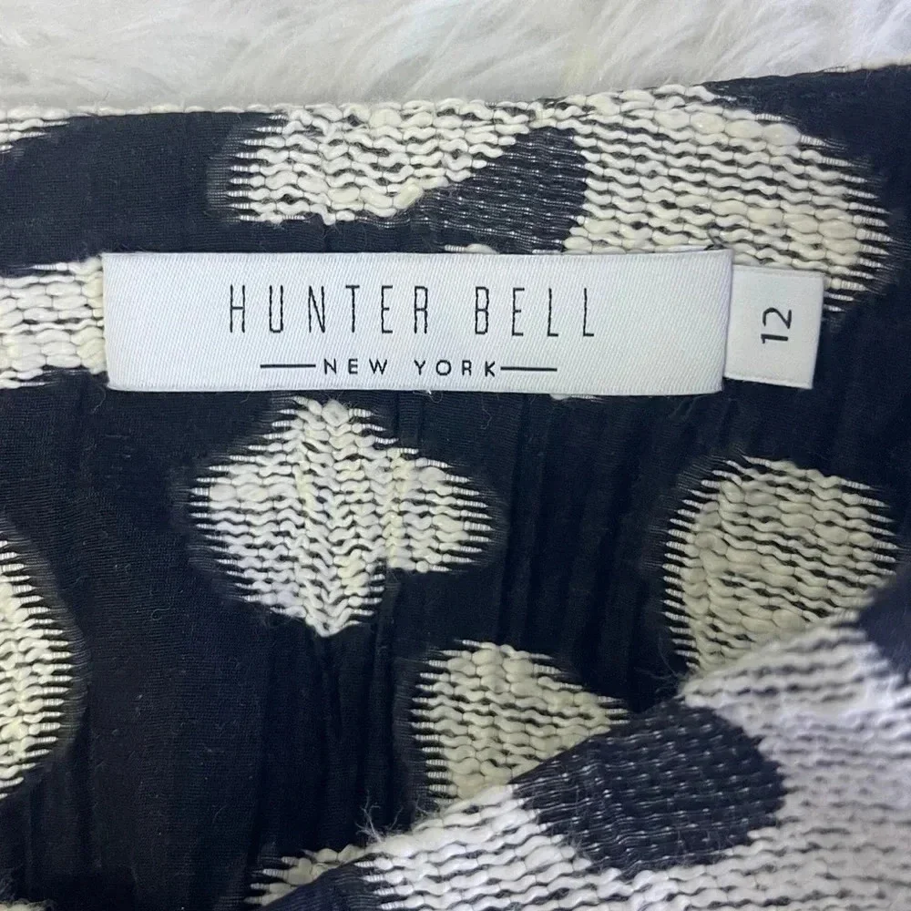 Hunter Bell Mini Skirt Black Flounce Flared Jacquard Mini Onyx Cheetah Size 12